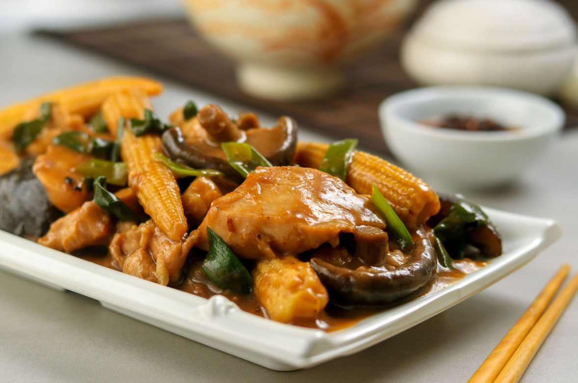 Pollo con salsa de ostras