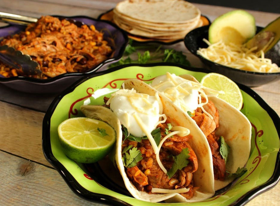 Tacos de cerdo con arroz